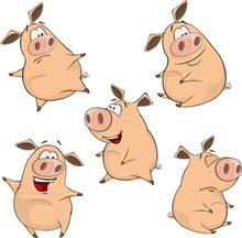 5款可爱卡通猪猪矢量图片