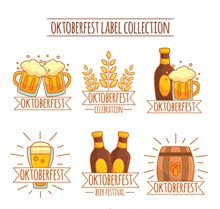6款彩绘啤酒节标签矢量
