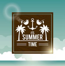 夏季热带沙滩度假海报矢量图
