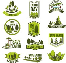 12款绿色拯救地球标志矢量