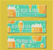 3款彩绘啤酒元素banner矢量图