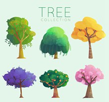6款彩色树木设计矢量图片