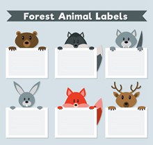 6款创意森林动物标签矢量素材