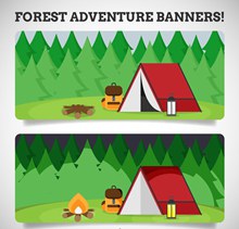 森林探险白天和黑夜banner图矢量下载