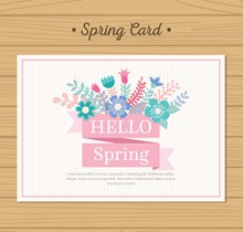 彩色春季花卉卡片矢量图片