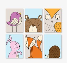 6款可爱动物卡片矢量图片