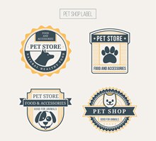 4款创意宠物店标签矢量图下载