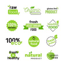 12款绿色健康食品标志图矢量