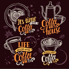 4款手绘咖啡店咖啡元素矢量图下载
