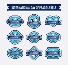 9款蓝色国际和平日标签图矢量下载