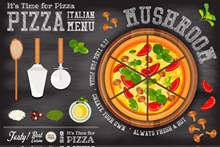 美味意大利披萨菜单设计图矢量图下载