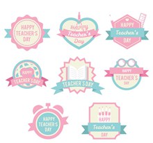 8款粉色教师节标签矢量图下载
