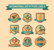 9款复古国际和平日标签矢量