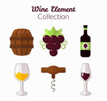 6款扁平化葡萄酒元素图标矢量图片