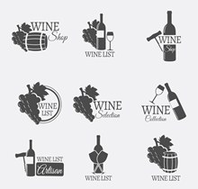 9款葡萄酒酒水单标志图矢量素材