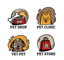 4款彩绘宠物店标志矢量图片
