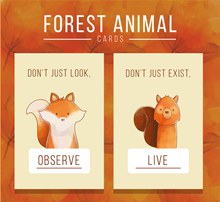 2款可爱动物卡片设计图矢量图下载