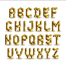金色立体效果英文字母设计矢量图