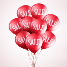 红色SALE销售气球束矢量图