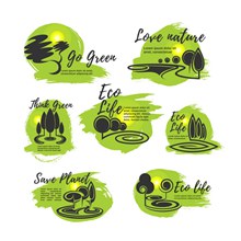 7款绿色环保生活标志矢量图下载