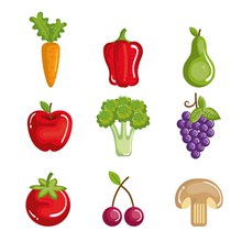9款健康蔬菜和水果矢量