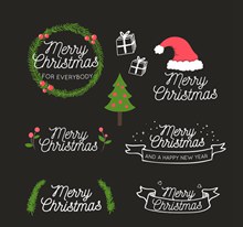 6款创意圣诞快乐艺术字图矢量素材