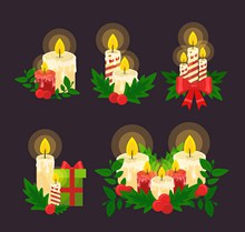 5款创意圣诞蜡烛矢量图