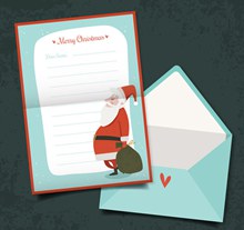 彩色圣诞老人信纸和信封图矢量图下载