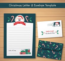 创意圣诞老人信封和信纸图矢量