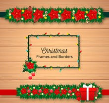 3款精美圣诞节框架和花边图矢量图下载