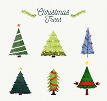 6款创意手绘圣诞树矢量图片