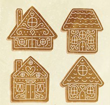 4款彩绘圣诞节姜饼屋矢量图片