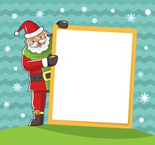 创意扶着白色纸张的圣诞老人图矢量图片