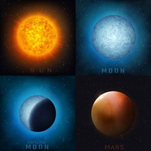 太阳系行星天体主题创意设计矢量图