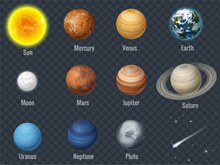 太阳系行星天体主题创意设计矢量图片