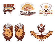 餐饮烧烤等主题标志设计V1矢量图片