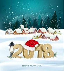 2018年雪地房屋风景矢量图下载