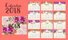 2018花卉日历矢量下载