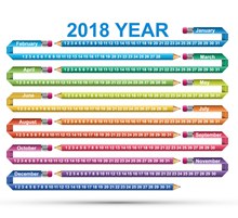 2018彩色铅笔日历矢量下载