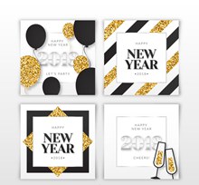 4款创意2018年新年快乐卡片矢量图片