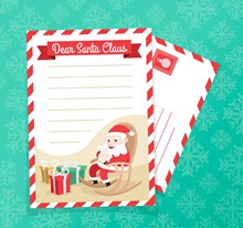 创意圣诞老人和礼盒信纸信封矢量图片