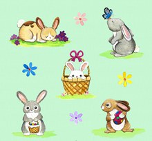 5款可爱彩绘兔子矢量图下载