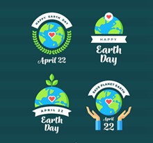 4款创意世界地球日标签图矢量下载