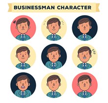 9款彩绘商务男子表情头像图矢量图片
