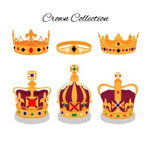 6款金色王冠设计矢量下载