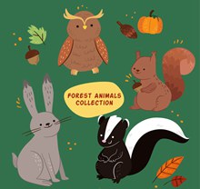 4款卡通森林动物设计矢量图片