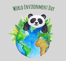 水彩绘世界地球日熊猫矢量素材