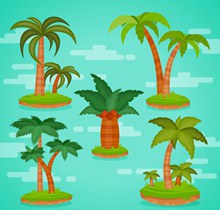 5种绿色热带棕榈树矢量图下载