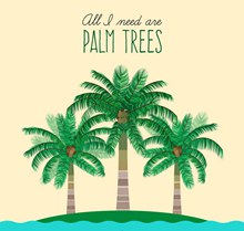 创意岛屿上的3棵棕榈树矢量图