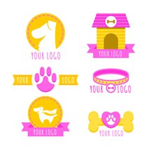 6款彩色宠物狗元素标志图矢量图片